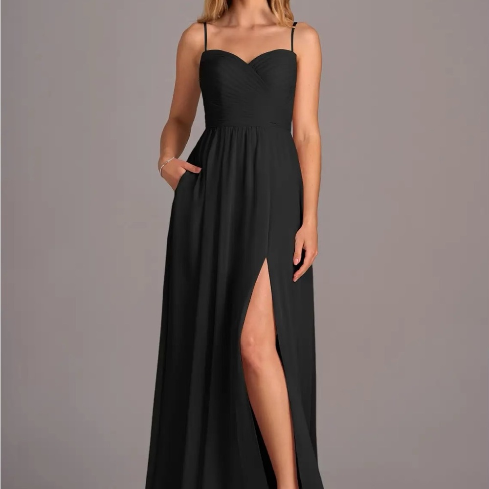Azazie Black Maxi Dress with Slit